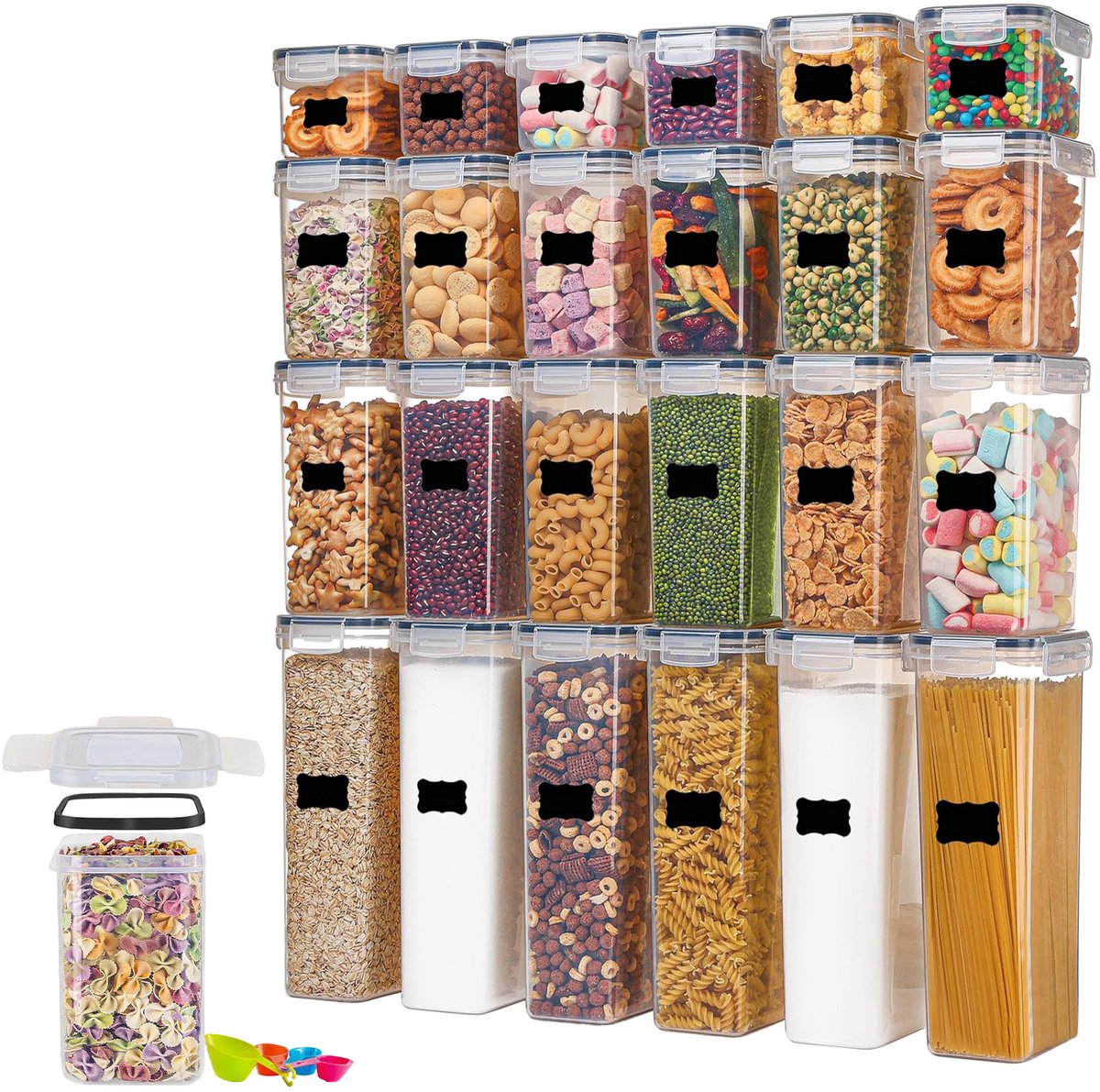 OKWISH Voorraadpotten Set - Keuken Bewaardozen Set - Luchtdichte Opbergbox - 24-Delige Set Opbergbox - Veelzijdige Opbergbox - BPA-Vrij - Zwart