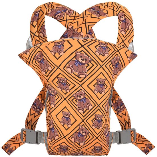 Baby Draagzak -Draagzak Baby - Baby Carrier – Lichtgewicht en ademende 4-in-1 draagzak (3-17 kg), Geel berenpatroon