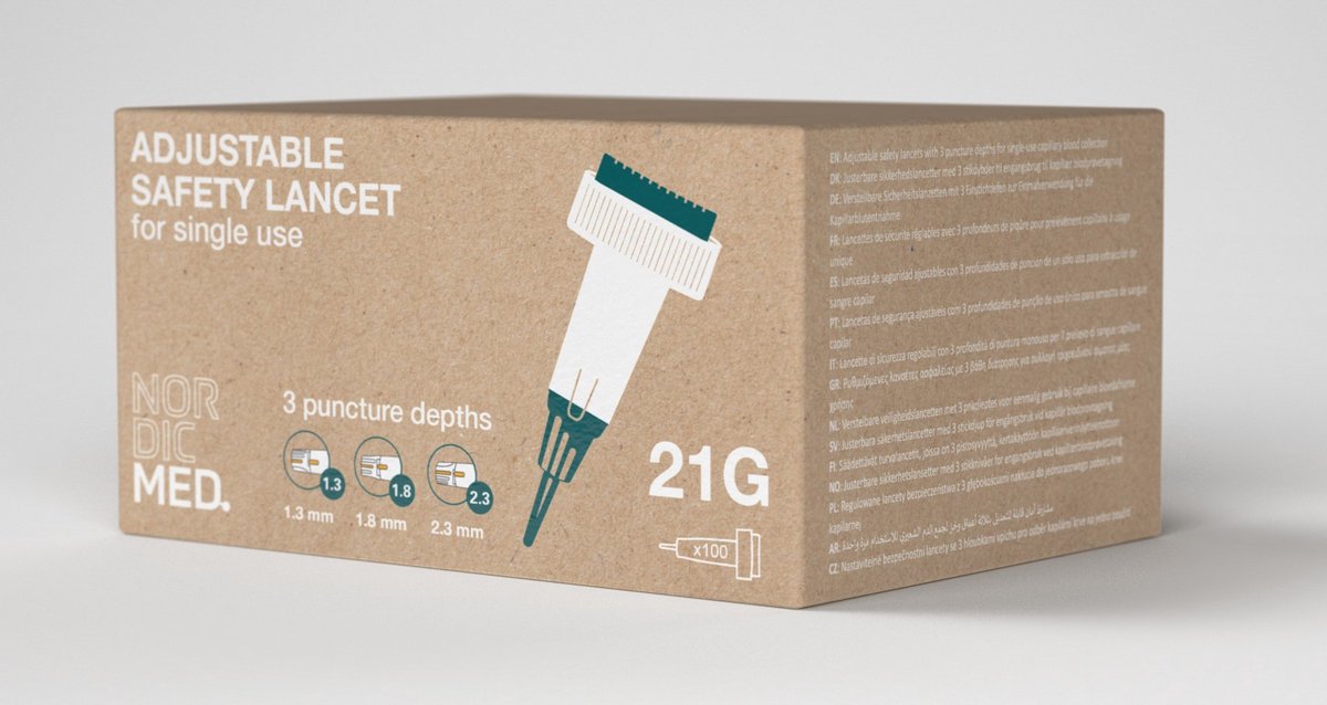 NordicMed Verstelbare Veiligheidslancet 21G – comfortabel & betrouwbaar