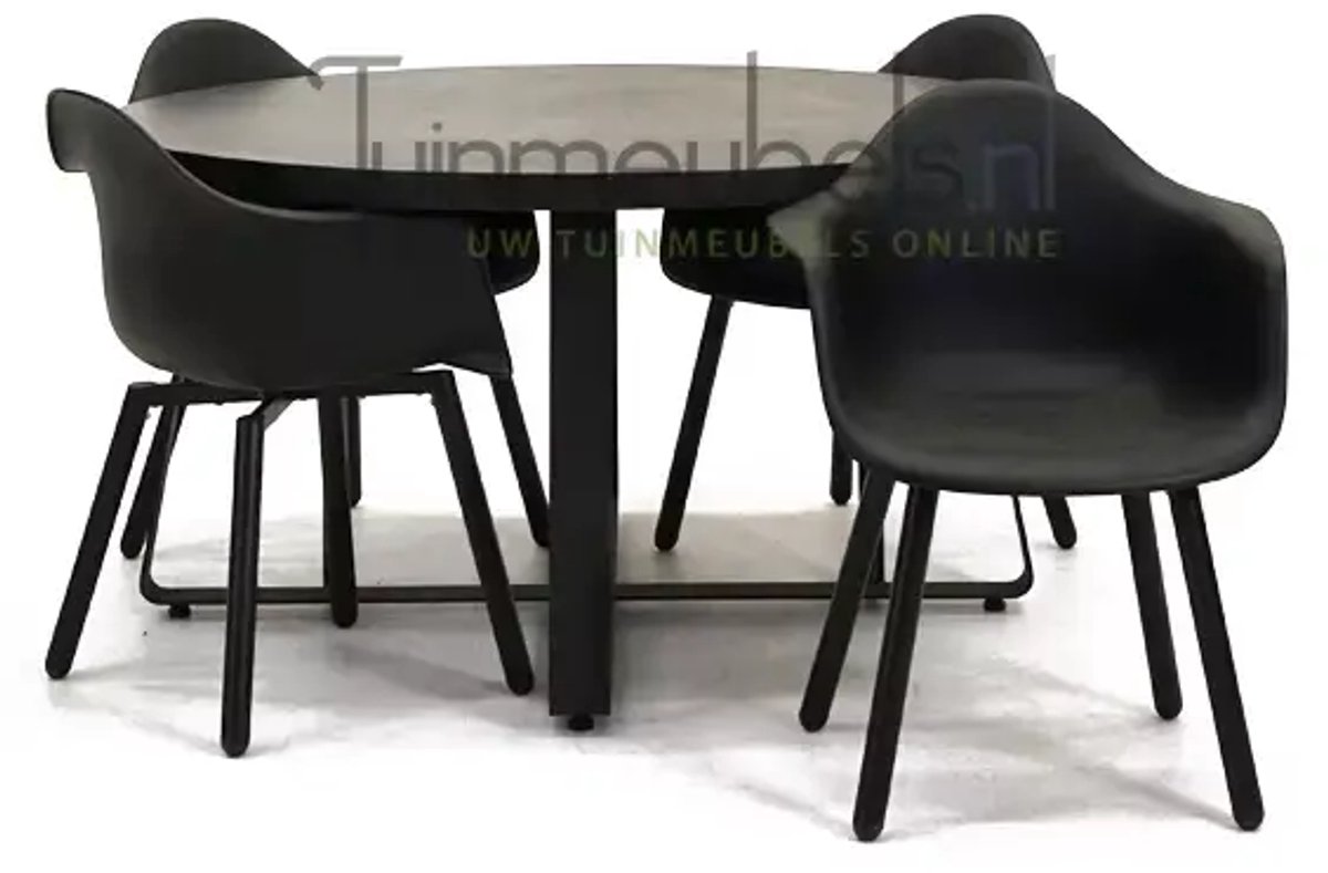 Tuinstoel Montreux zwart/zwart met braga tafel 140 cm