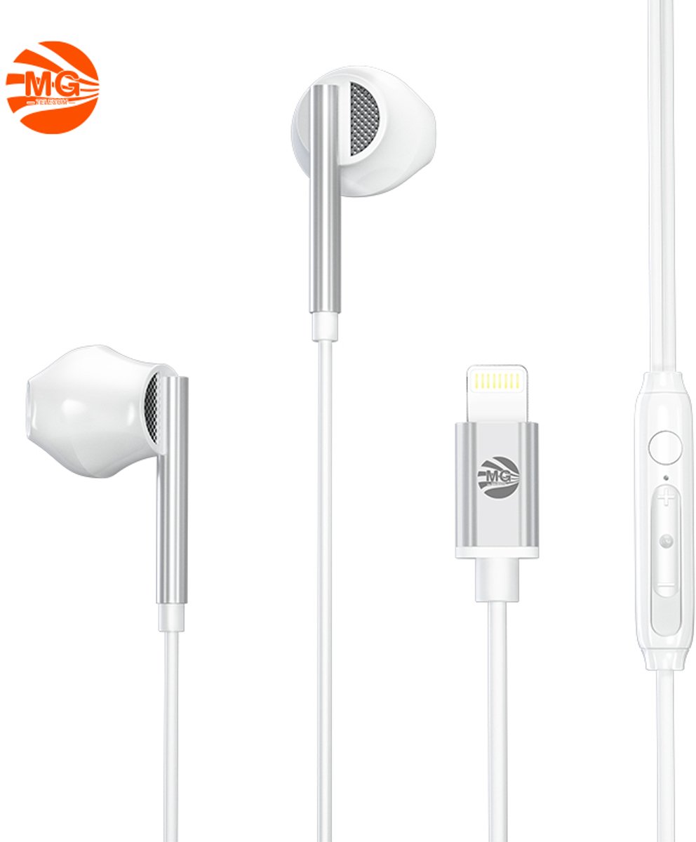 MG - Oortjes - Earphones - lightning aansluiting - Hoge Geluid Kwaliteit - Wit HF170