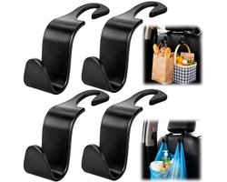 4 stuks autohaken - Tassenhanger - Autostoel rugleuning haken - Incar hook - Auto achterbank opberghaken - Voertuig organisator - Hoofdsteun haken - Voor handtassen, jassen, boodschappentassen en paraplu's (10*6cm - Zwart)
