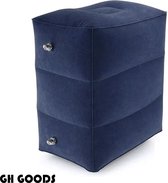 Vliegtuigbedje - Reiskussen - Voetensteun - Multifunctioneel opblaasbaar kussen voor in het vliegtuig - Auto - Trein - Navy blue