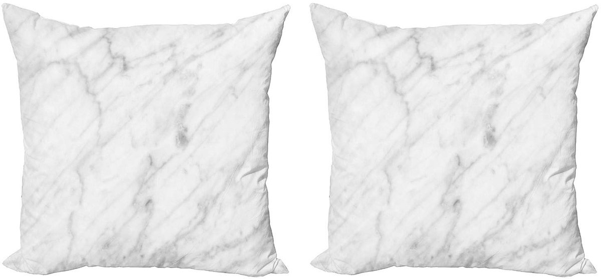 ABAKUHAUS Marmer kussenhoes-set – 2x60x60 cm – Dubbelzijdig digitaal bedrukt Wit