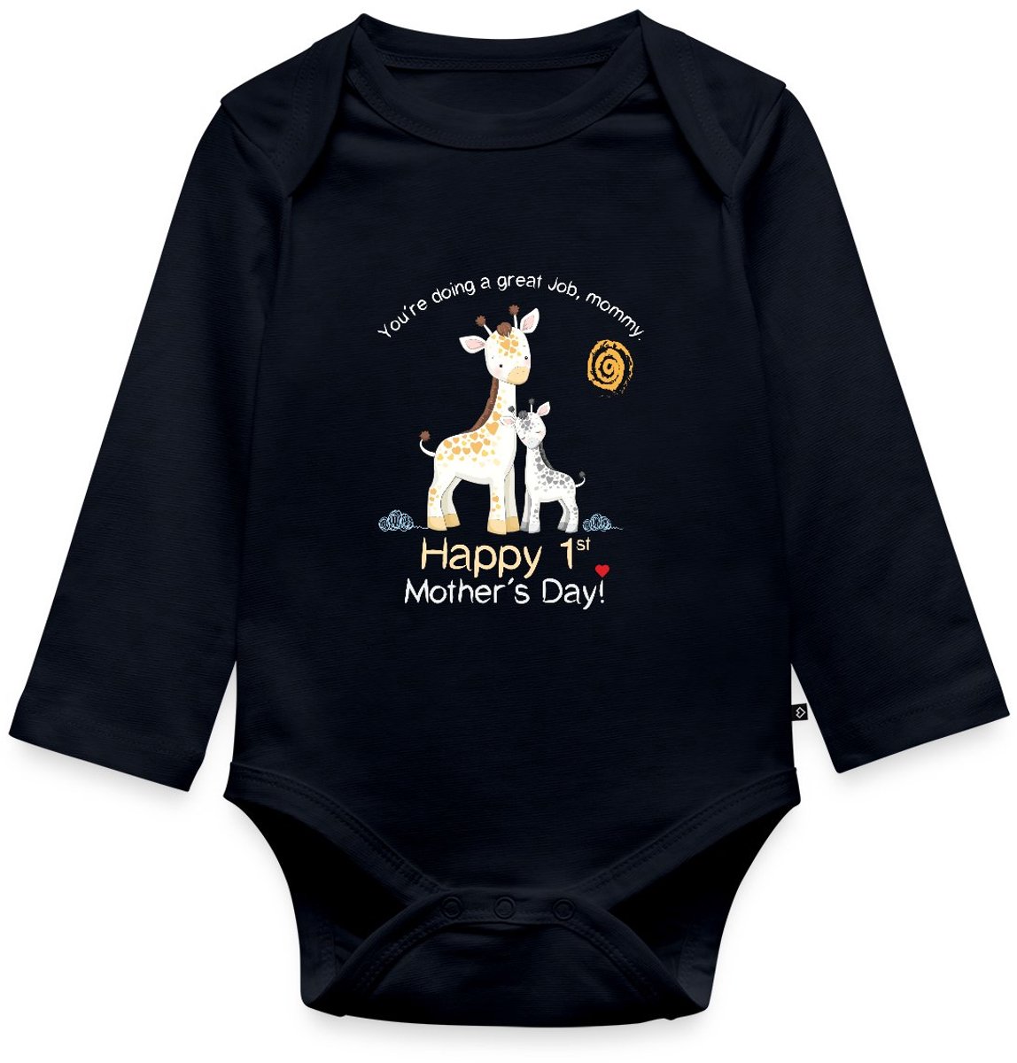 Giraf Gelukkige Eerste Moederdag Baby Rompertje Met Lange Mouwen