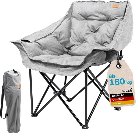 Chaise De Camping Skandika Aukra XL – Pliable, Rembourrée 7 Cm, Acier, 180 Kg – Sac De Transport Inclus