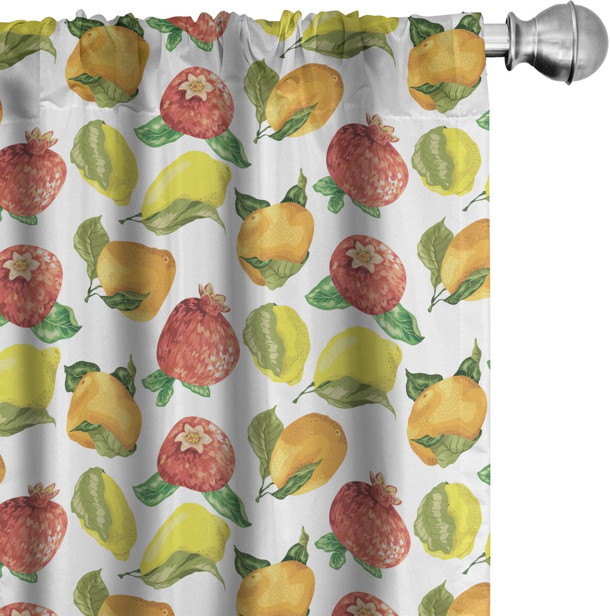 ABAKUHAUS Fruitgordijnen – Aquarel Citrus Granaatappel – 2x75x175 cm – Multicolor Mehrfarbig