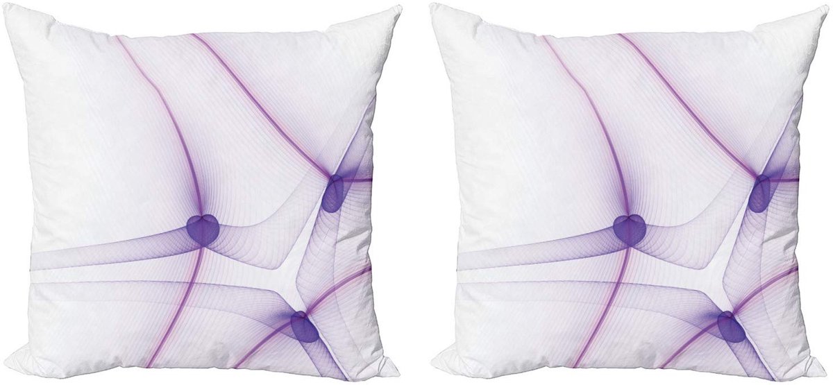 ABAKUHAUS Spiers Kussenhoes Set (2x40x40 cm) – Dubbelzijdig bedrukt – Microvezel – Rits – Lila/Wit