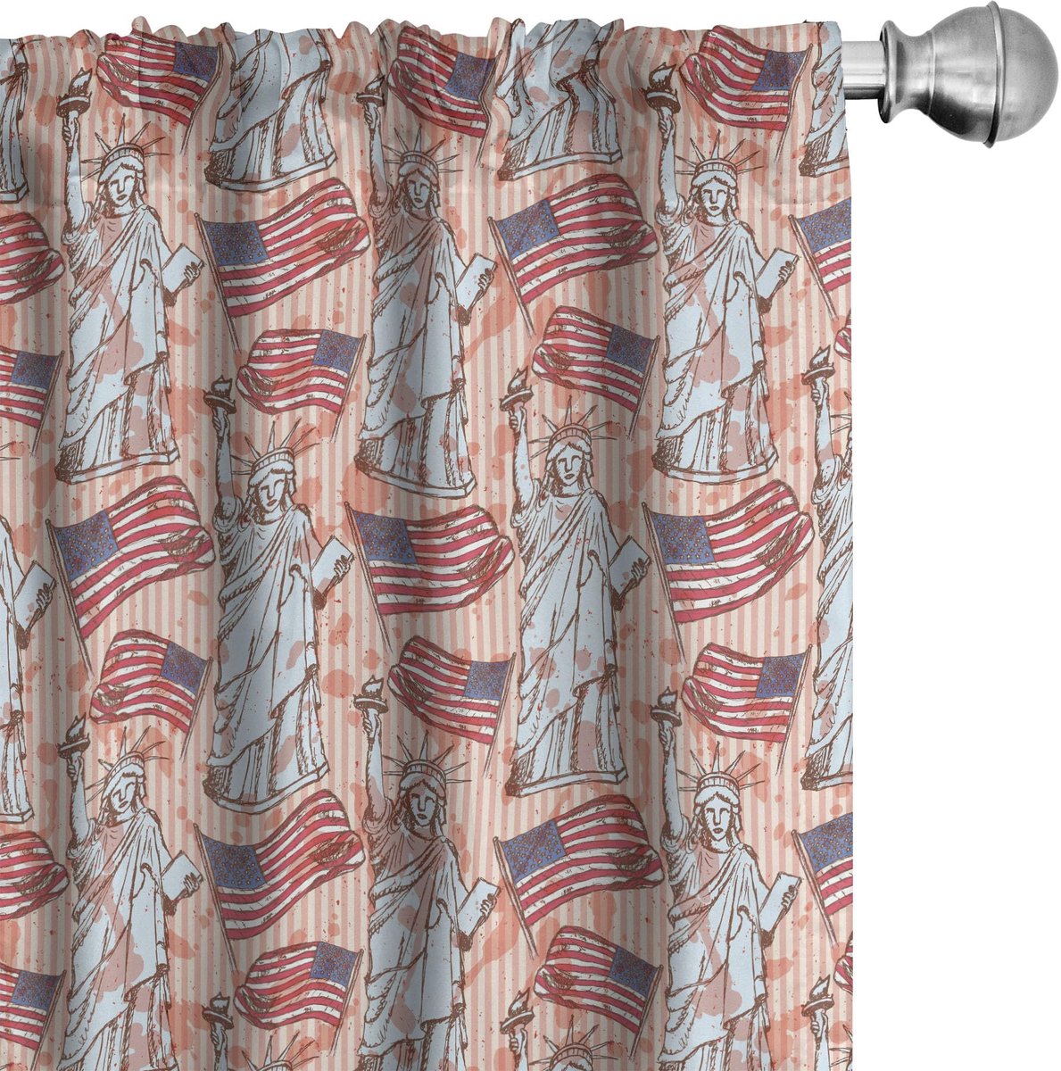 ABAKUHAUS Gordijnen 2-delige set koraal multicolor 75x175 cm – microvezel Koraal Meerkleurig