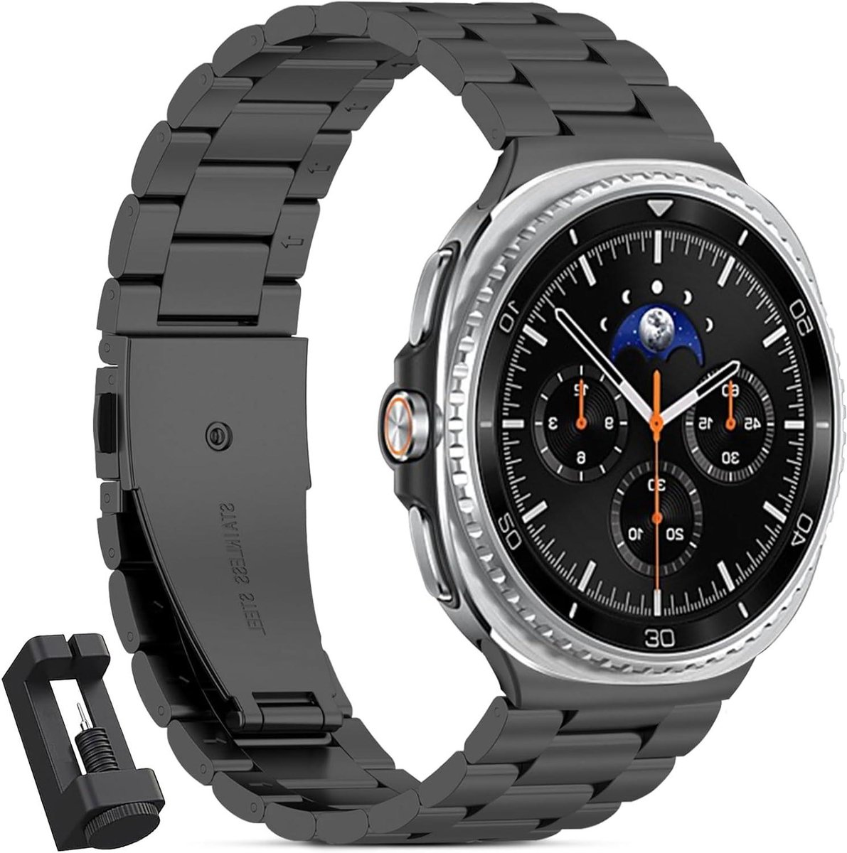 Cosensi - Reservearmband voor Samsung Galaxy Watch 8/8 Classic, unisex, metaal, roestvrij staal, instelbaar. Elegant ontwerp, duurzaam materiaal, comfortabel.