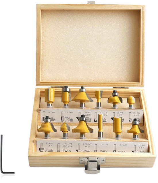 flintronic Freesset, freesset, frees voor bovenfrees, frezen gereedschapsset, groeffrees, 6,35