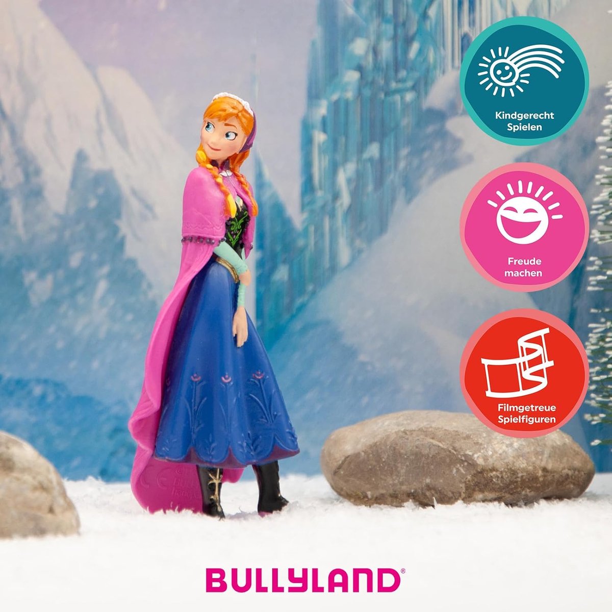 Bullyland 12960 – Speelfiguur Disney Frozen met Anna – levensecht en detailrijk vormgegeven – ideaal als taartfiguur, verzamelobject of vrolijk cadeau voor kinderen vanaf 3 jaar — afbeelding 3
