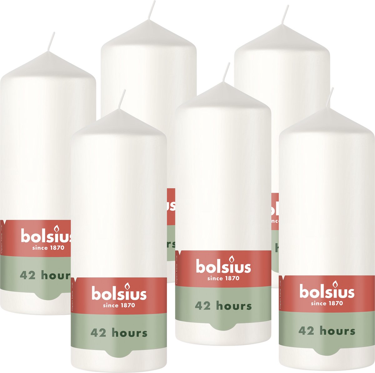 Bolsius Gladde Stompkaarsen - Wit - 6 stuks - 15cm - 42 Branduren