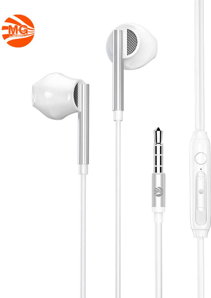 MG - Oortjes - Earphones - 3,5 Jack aansluiting - Hoge Geluid Kwaliteit - Wit HF171