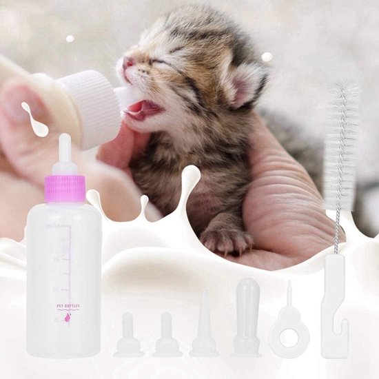 Melkfles voor huisdieren - 6-delige set - 60 ml - puppy - kitten - kleine hond - kat - melkverzorgingsset - verpleegflesvoeding - tepelborstelset - roze — afbeelding 5
