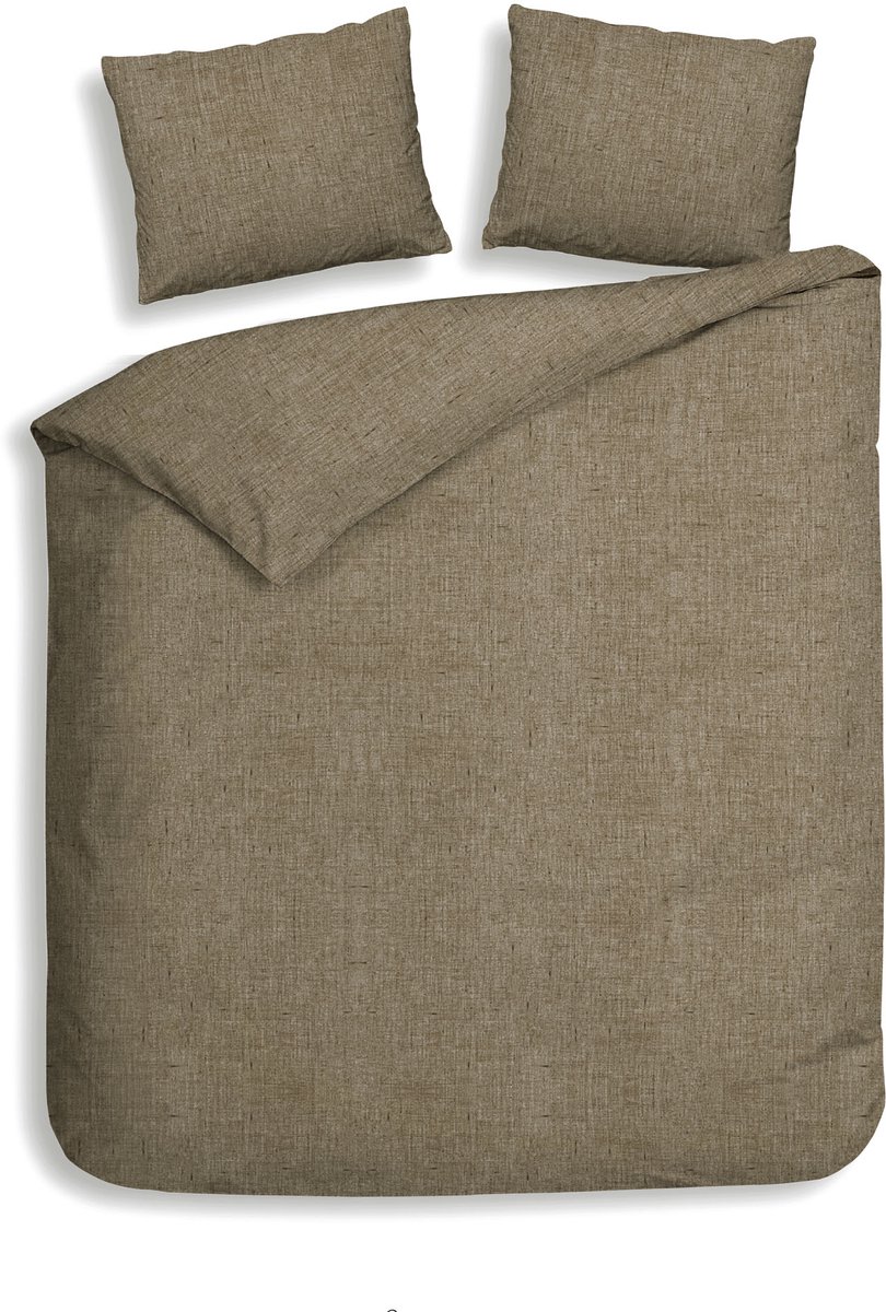 Heckettlane Dekbedovertrek Franela - Flanel - Tweepersoons - 200x200-220 cm - Taupe Simply Taupe