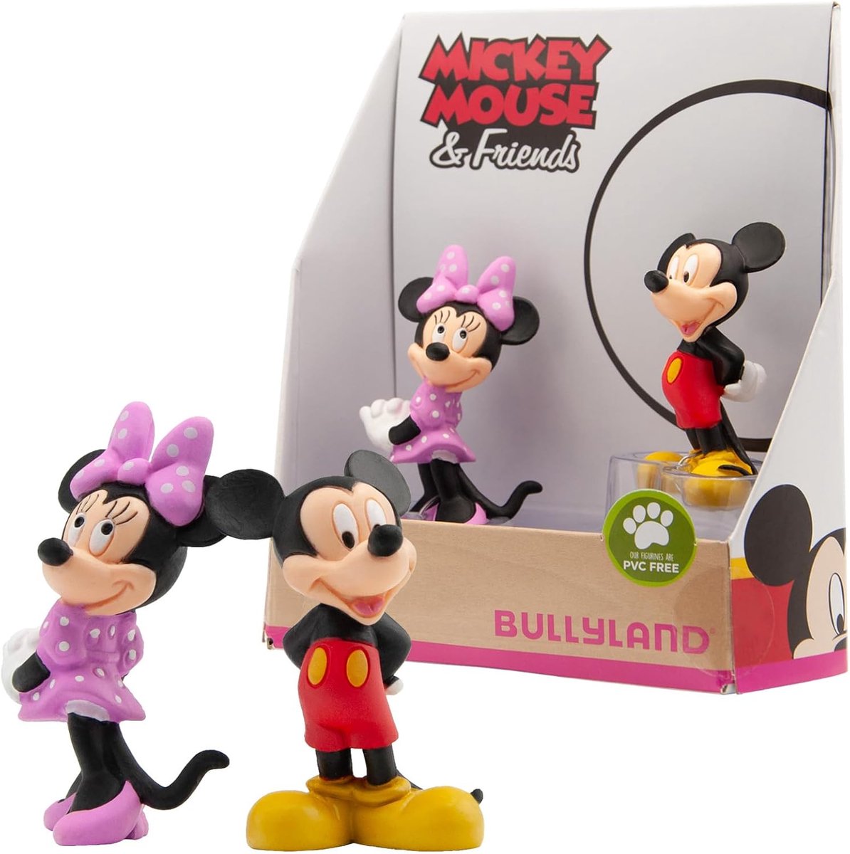 Bullyland 15083 - speelfiguren disney mickey & minnie - levensecht en detailrijk vormgegeven - ideaal als taartfiguur, verzamelobject of vrolijk cadeautje voor kinderen vanaf 3 jaar