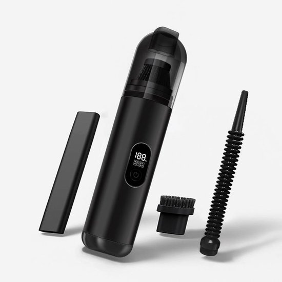 Draadloze Handstofzuiger Voor De Auto - Draagbare Oplaadbare Mini Autostoofzuiger - Zwart - 3 Opzetstukken - 10000Pa