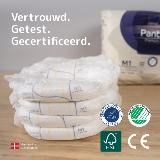 ABENA Pants Premium M1 - 15x Absorberend Broekje, te Dragen als Gewoon Ondergoed - Voor het Verlies van Flinke Scheuten Urine en (Dunne) Ontlasting - Heupomvang 80-110 cm - Absorptie 1400 ml