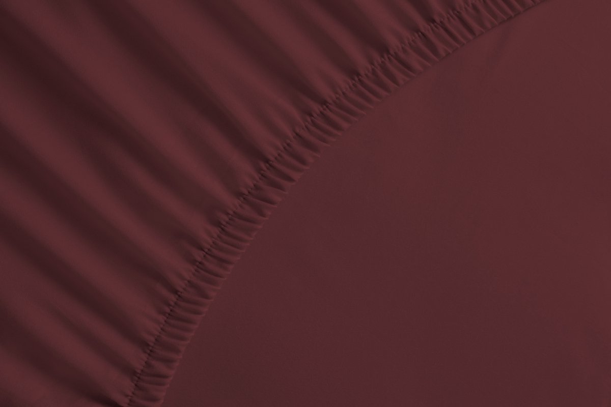 Yellow Hoeslaken Percale - Katoen - Rood - Eenpersoons 90x210/220 cm - natuurlijk materiaal - slijtvast en duurzaam