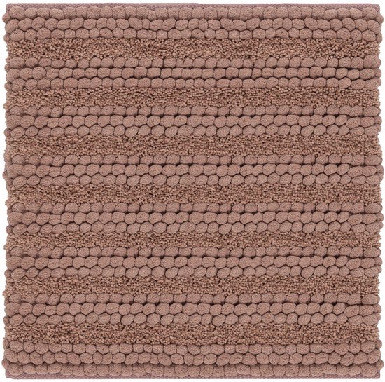 Roze badmat met horizontale banen van bobbelige bolletjes en dunnere rijen.