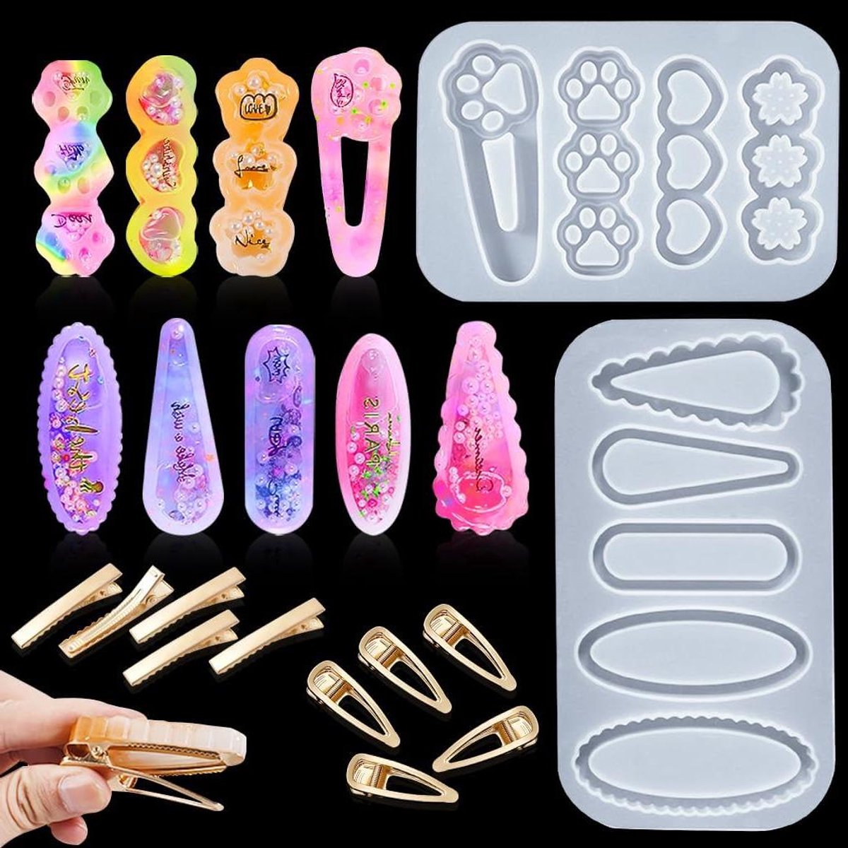 Cosensi - Haarspeld Hars Mallen voor DIY Sieraden Gieten - 12 Stuks