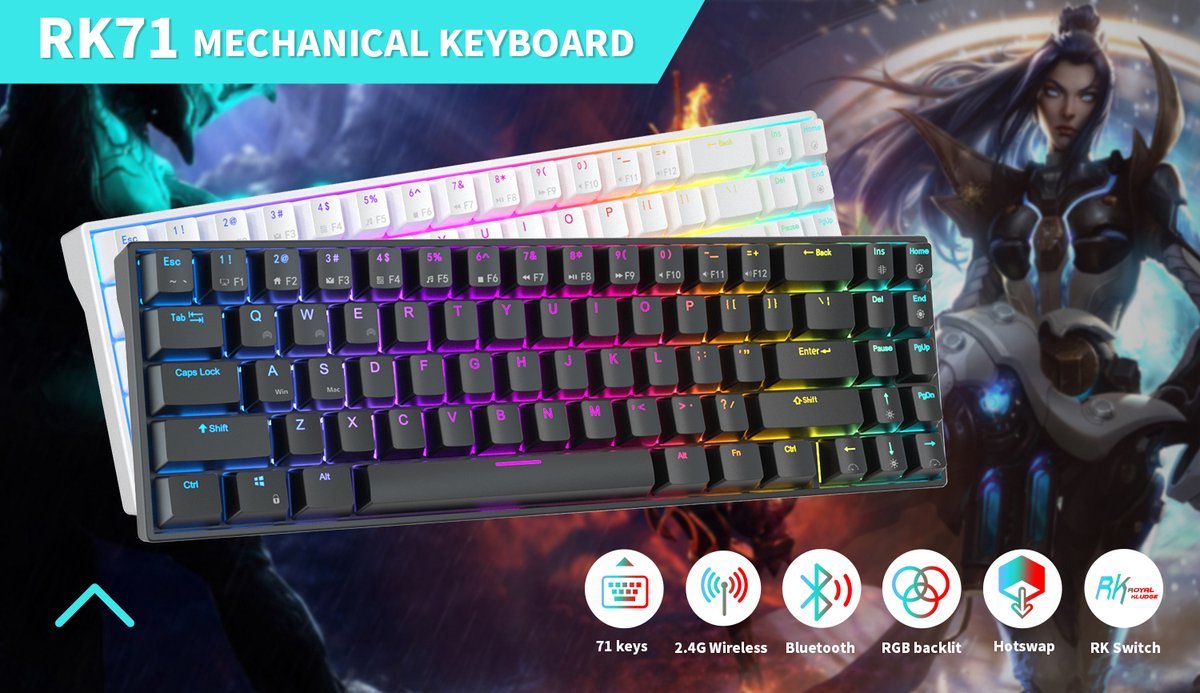 Royal Kludge RK71 - Gaming Toetsenbord thumbnail 4