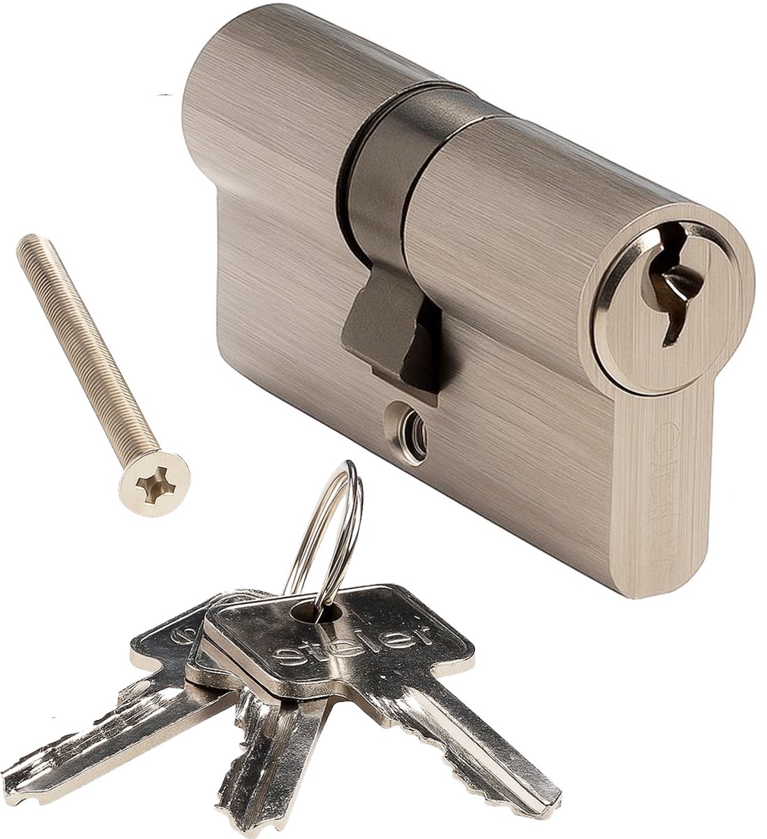 KOTARBAU Sluitcilinder 50/30 nikkel met knop cilinderslot profielcilinder deurcilinder slot slotcilinder veiligheidsslot dubbele cilinder