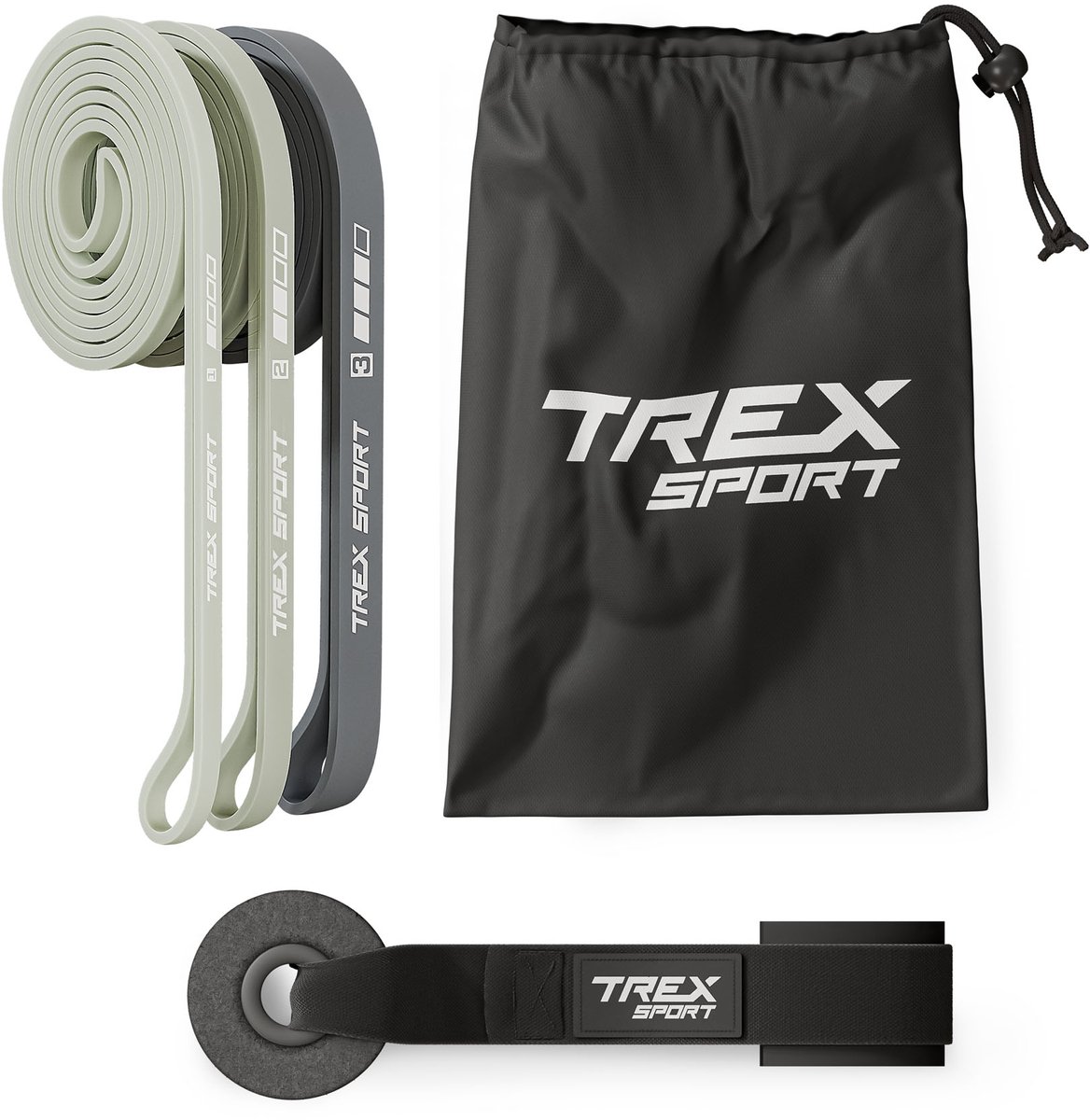Trex Sport TX-003PB - Power Bands - Set van 3 - Met deuranker - Weerstand 2-30 kg
