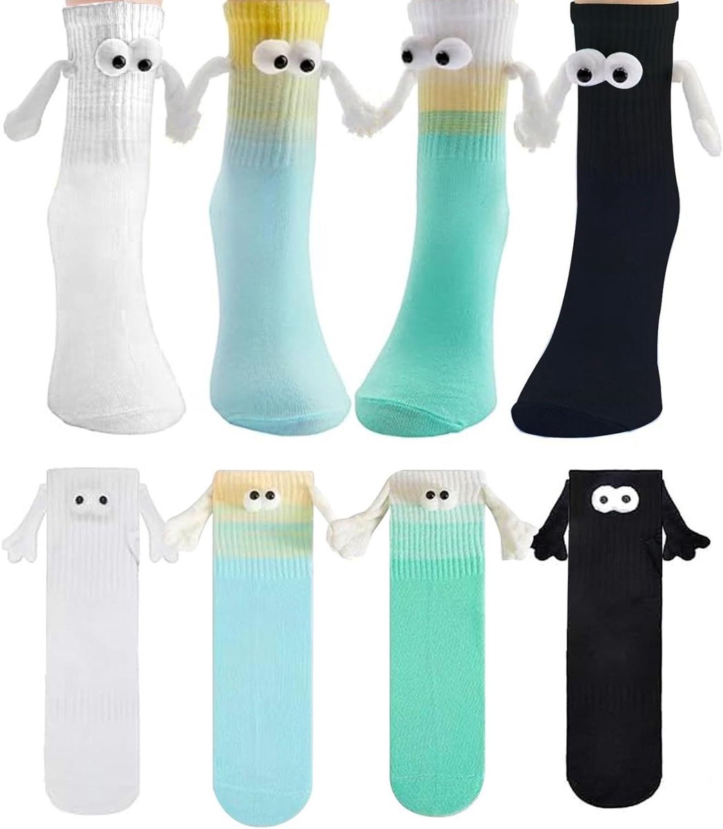 Cosensi - Magnetische Sokken Set voor Mannen en Vrouwen - Leuk Cadeau Idee - Kerst en Verjaardag - Zwart Wit Blauw Groen