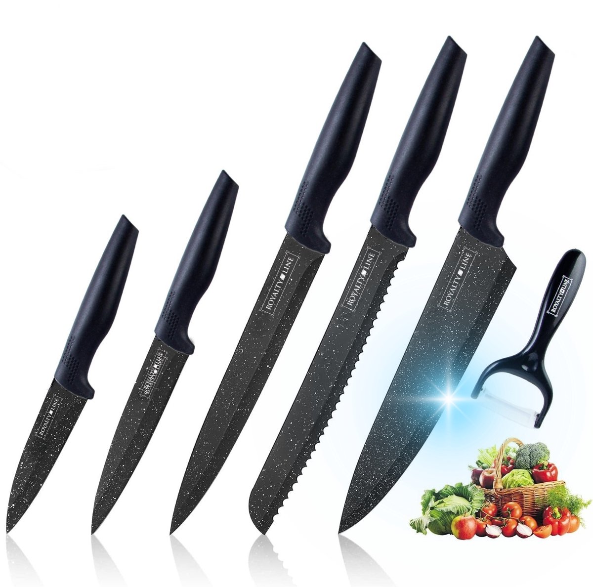 Bol.com Royalty Line® MB5 Messenset - 6 Delig RVS Messensets - Dunschiller - Koksmessen Set - Keuken Messenset - Keukenset - Bro... aanbieding