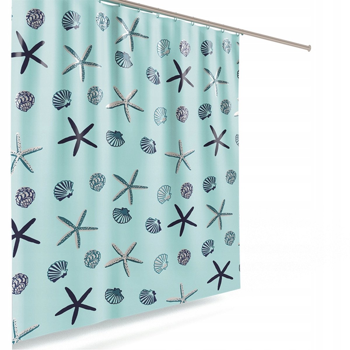 Stijlvolle Douchegordijn 180x180cm met Zeesterren - Waterdicht & Makkelijk te Monteren