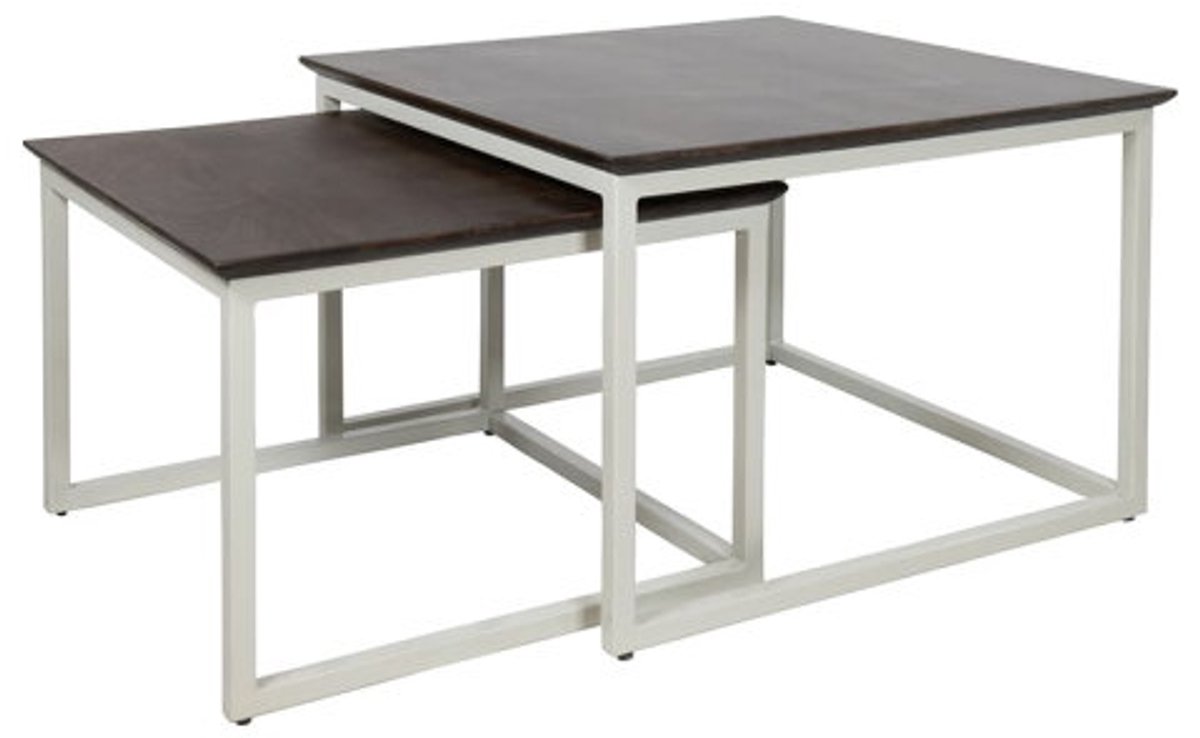 MySons Salontafel Jamaica vierkant set van 2 mangohout - 60x60x40 cm - walnoot