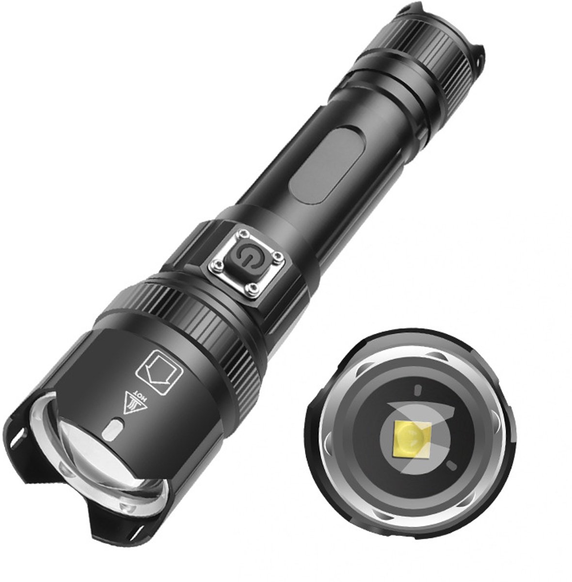 LED oplaadbare draagbare zaklamp, met meerdere werkmodi en verstelbare lichtbron, IPX4 waterdicht, geschikt voor thuis en outdoor gebruik, campingzaklamp, buitenzaklamp, draagbare zaklamp, specificatie 1
