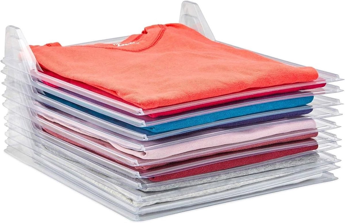 Candala Ruimtebesparende organizer voor T-shirts/overhemden/documenten, inklapbaar, 10 stuks
