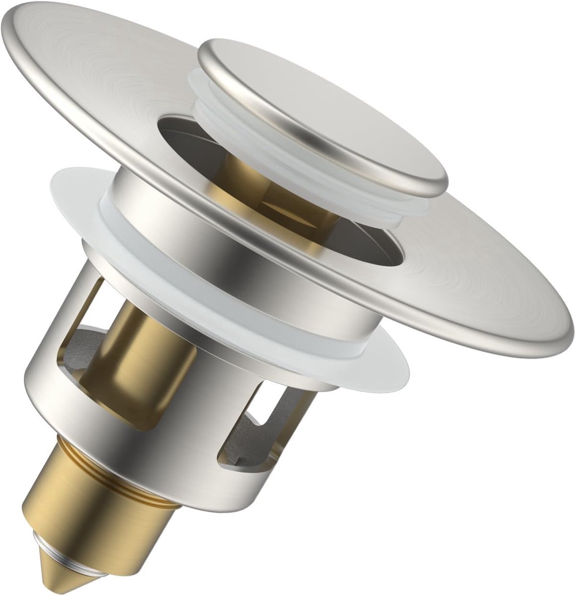 Stunq® Universele Druk Afvoerstop - Compatibel met Wastafels en Keukenapparatuur - Messing