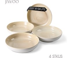 Pastabord set van 4 (Ø21,9 cm / 8,5 inch), Diepe borden, Soepborden, Dubbel reactief glazuur, Serviesset 4 persoons, Geschikt voor restaurants, Horeca, familiefeesten, banketten en picknicks, Magnetron-vaatwasserbestendig, Keramiek