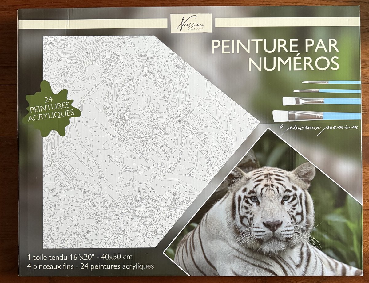 Nassau Fine Art paint by number (40x50 cm) Witte tijger