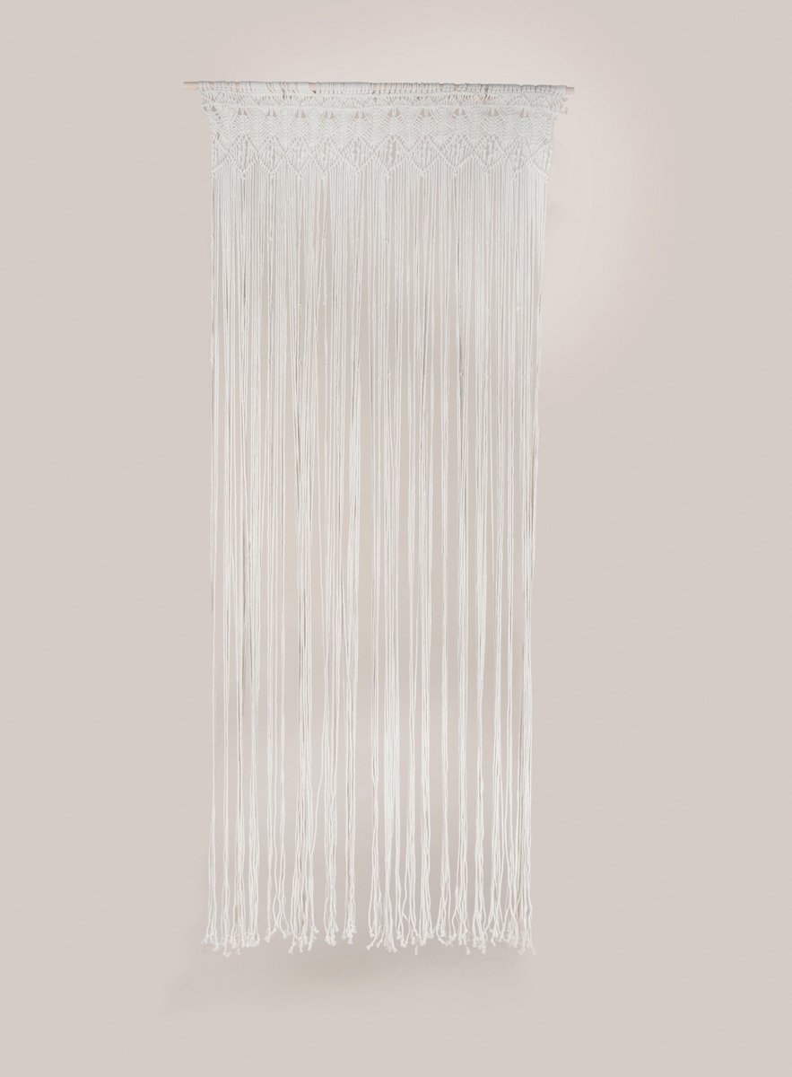 Jekra Vliegengordijnen - macramé - vliegengordijn - deurgordijn - katoen beige - 90x200 cm