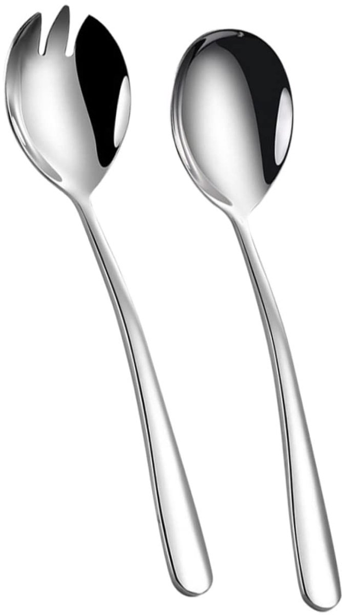Gigicial Saladebestek - Saladelepel - Hoogwaardig roestvrij staal 304, elegant design - Set van 2 - Geschikt voor eettafels - Zilver