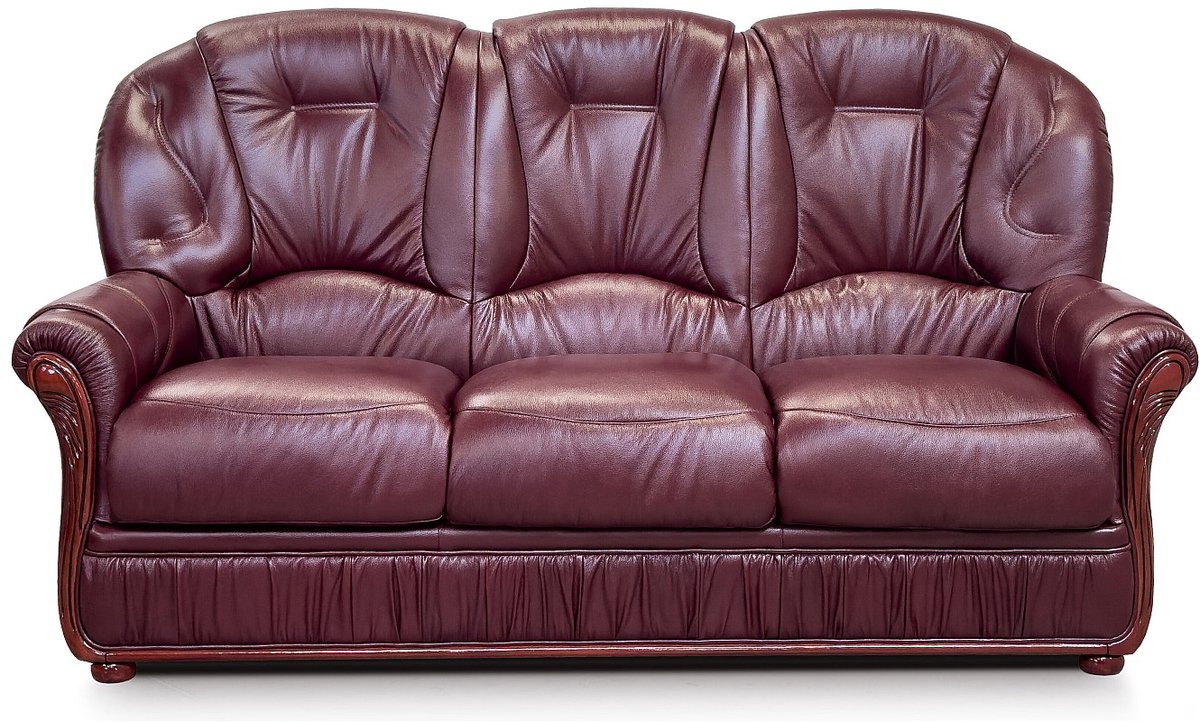 Vente-unique Driezitsbank DAPHNE van 100% buffelleer - Bordeaux-rood