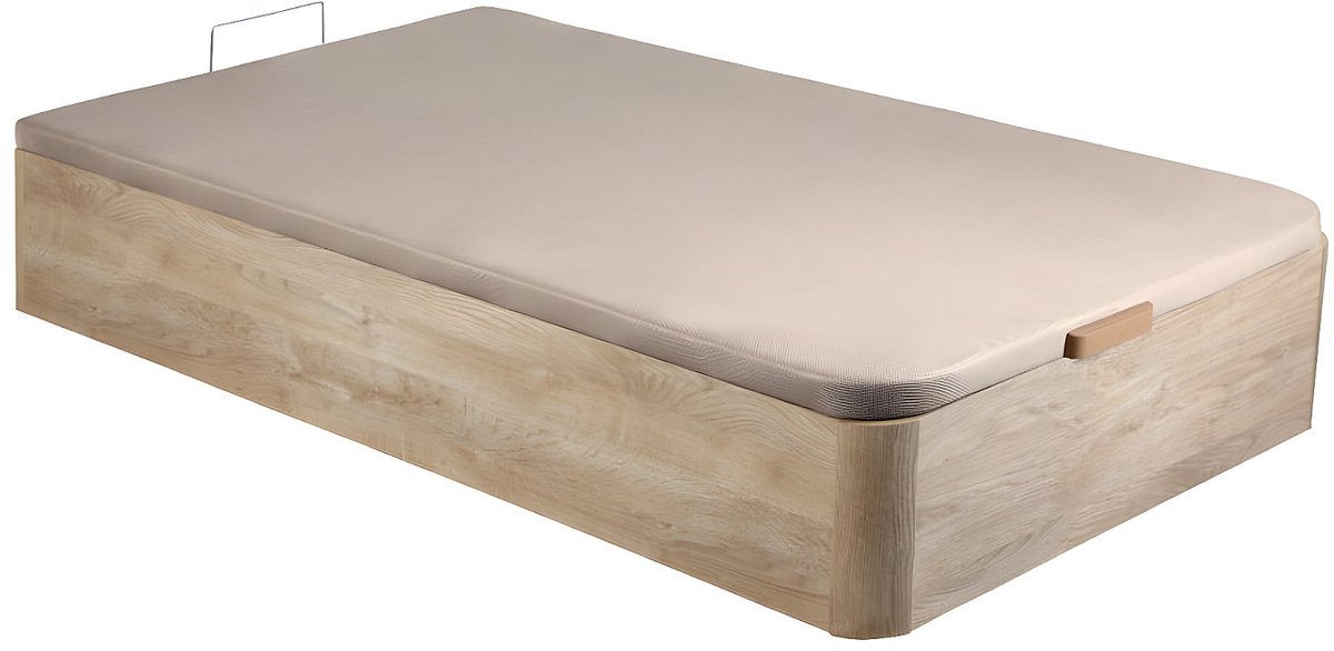 Vente-unique Set 90 x 190 cm bedbodem met opbergruimte, licht naturel + matras met vormgeheugen van 15 cm dik - PELOPS van YSMÉE