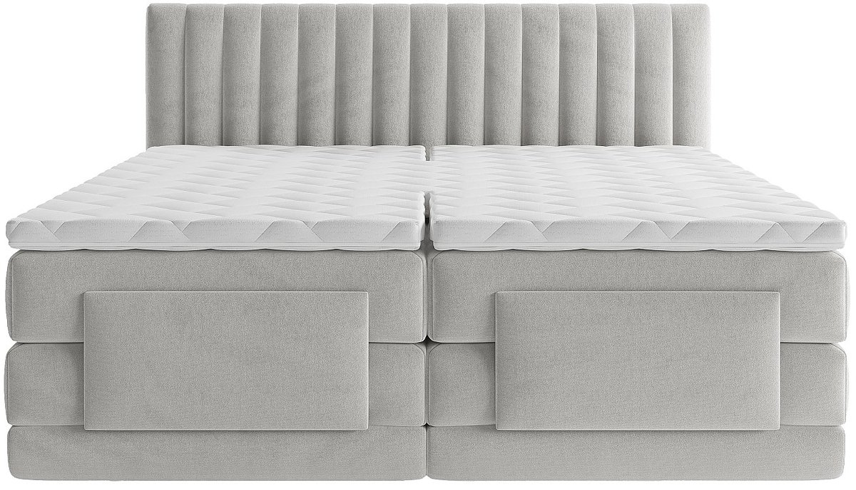 Vente-unique Boxspringbed fluweel lichtgrijs 2 x 80 x 200 cm