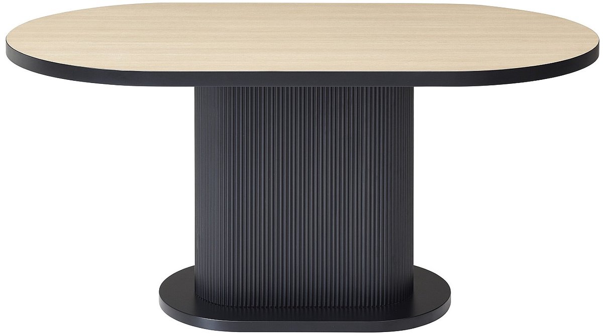 Vente-unique Eettafel 6 personen van MDF - Naturel en zwart - CALIENO Natuurlijk licht