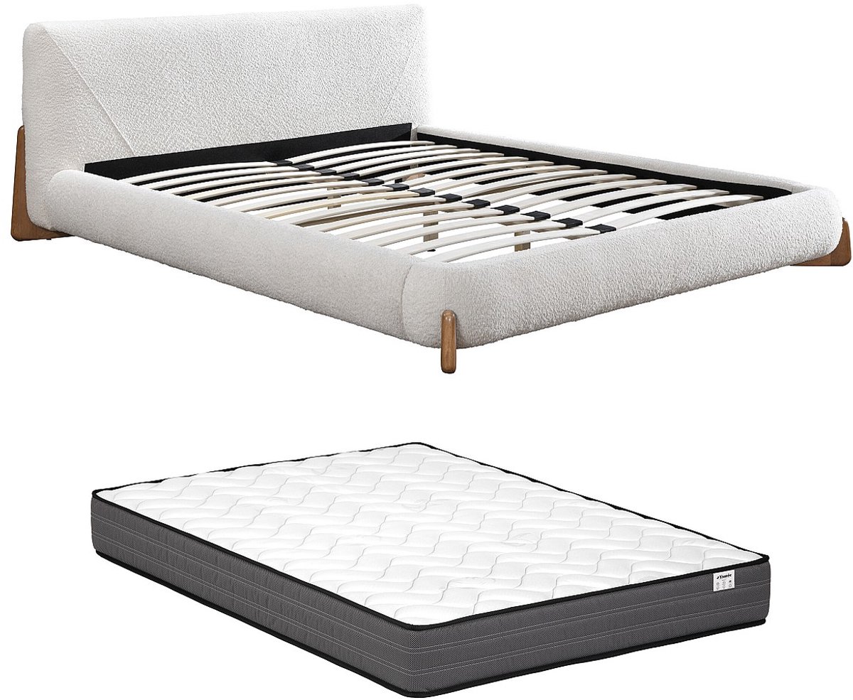 Vente-unique Bedframe stof wit 160 x 200 cm GAMURA