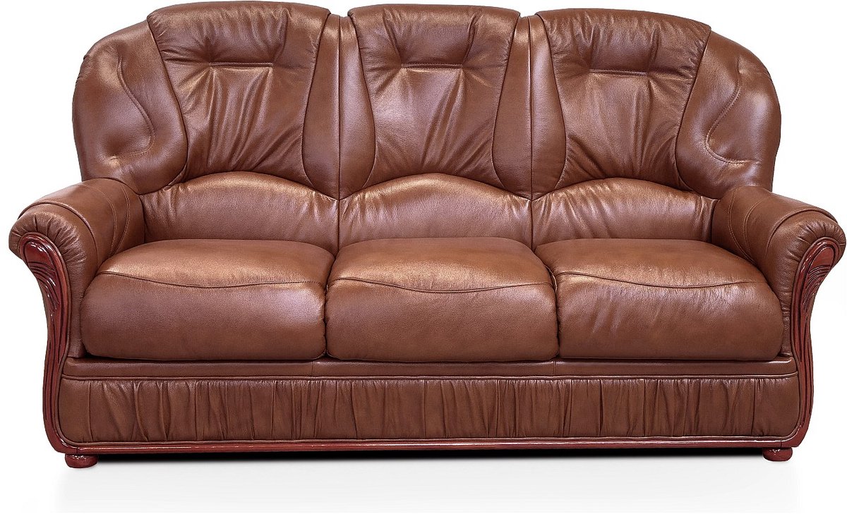 Vente-unique Driezitsbank DAPHNE van 100% buffelleer - Bruin Donkerbruin