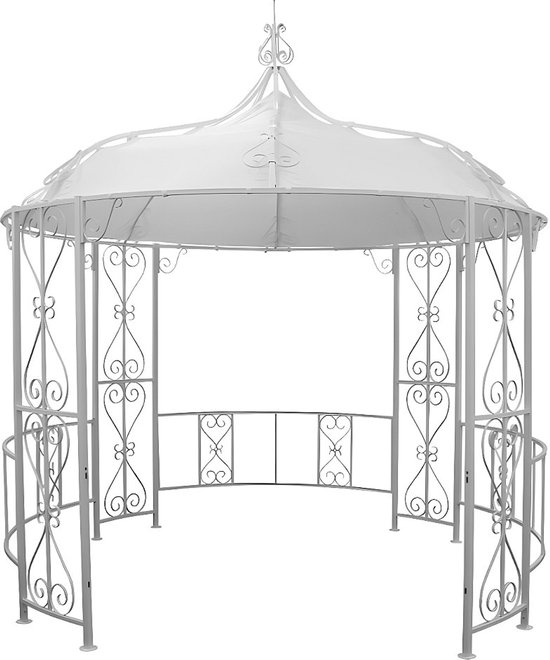 Vente-unique Smeedijzeren tuinkiosk van metaal TILCARA - D300 x H290 cm - Wit