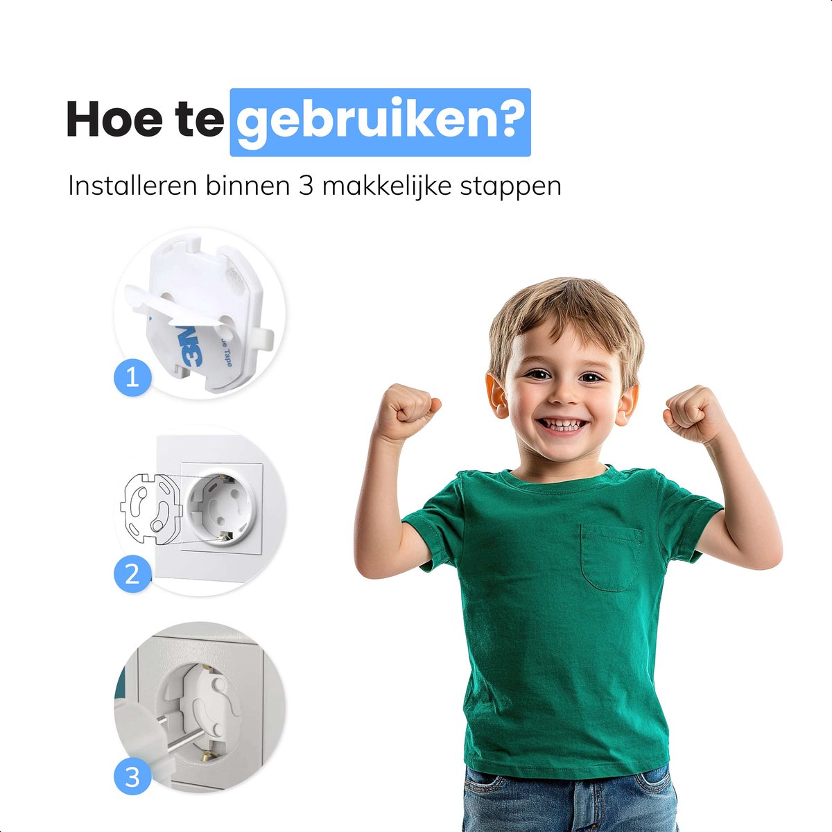 Luft Stopcontact beveiliging PRO - 15 stuks - Extra safe - Baby- en kinderbeveiliging - Voor Nederland en België - Afdekplaatje - Beschermers - Wit – foto 6