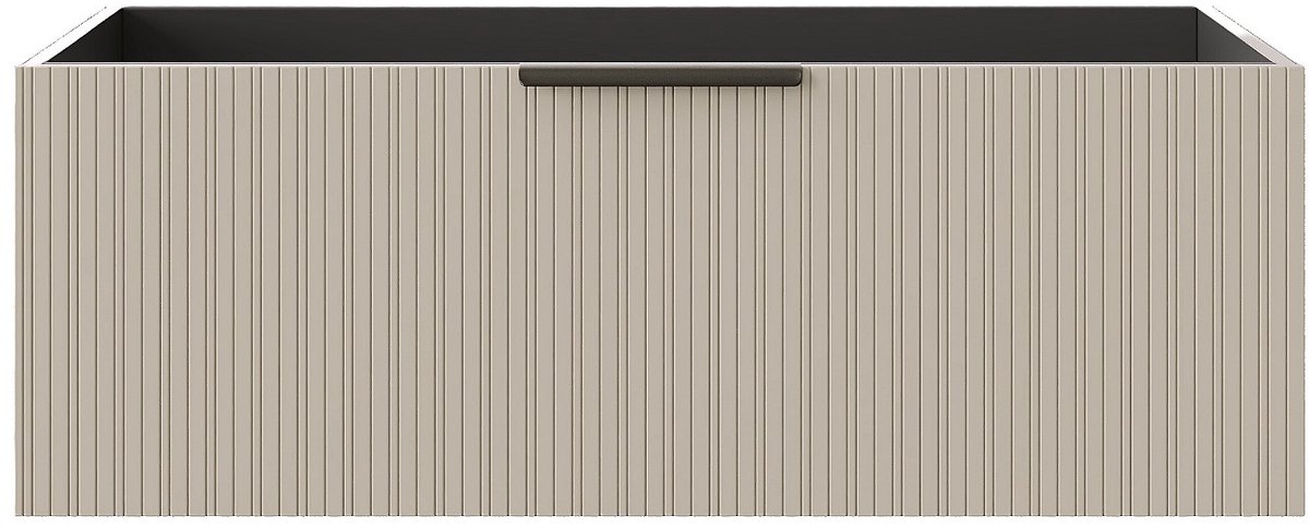 Vente-unique Zwevend wastafelmeubel met ribbelstructuur- Beige kleur - 100 cm - PALIRO