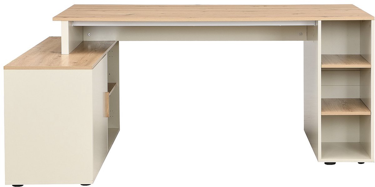 Vente-unique Hoekbureau met opbergruimte - MDF - Beige en naturel - ROMIARA